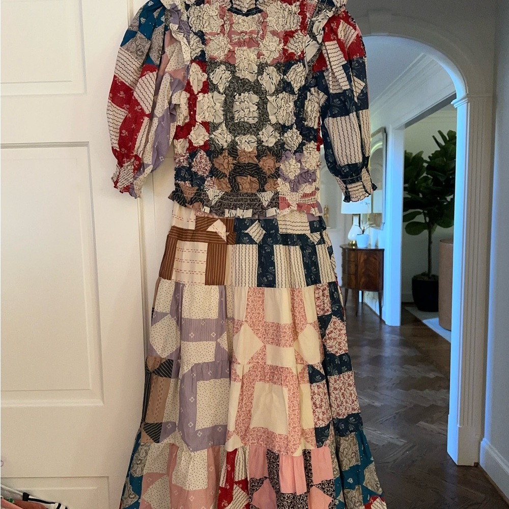 NEW Sea NY Ric Rac-trimmed Patchwork Quilted Colorful Cotton Dress